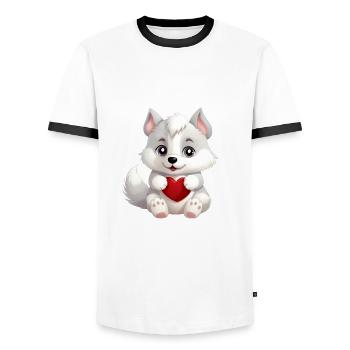 Husky chien amant maman et papa Saint-Valentin - T-shirt contrasté Homme - blanc/noir - Devant - AI Model Female 172 light (172cm) & AI Model Male 178 dark (178cm)