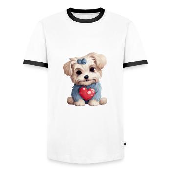 Yorkie Yorkshire Terrier Hundeliebhaber - Männer Kontrast-T-Shirt - Weiß/Schwarz - Vorne - AI Model Female 172 light (172cm) & AI Model Male 178 dark (178cm)