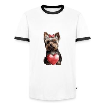 Yorkie Yorkshire Terrier Hundeliebhaber - Männer Kontrast-T-Shirt - Weiß/Schwarz - Vorne - AI Model Female 172 light (172cm) & AI Model Male 178 dark (178cm)