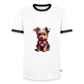 Yorkie Yorkshire Terrier Hundeliebhaber - Männer Kontrast-T-Shirt - Weiß/Schwarz - Vorne - AI Model Female 172 light (172cm) & AI Model Male 178 dark (178cm)