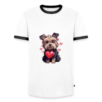 Yorkie Yorkshire Terrier Hundeliebhaber - Männer Kontrast-T-Shirt - Weiß/Schwarz - Vorne - AI Model Female 172 light (172cm) & AI Model Male 178 dark (178cm)