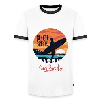 Surf Biarritz surf spot for surfer - Men's Ringer Shirt - white/black - Front - AI Model Female 172 light (172cm) & AI Model Male 178 dark (178cm)
