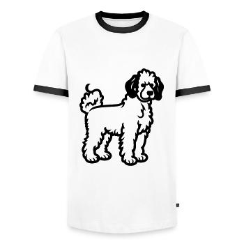 Poodle Dog - Men's Ringer Shirt - white/black - Front - AI Model Female 172 light (172cm) & AI Model Male 178 dark (178cm)