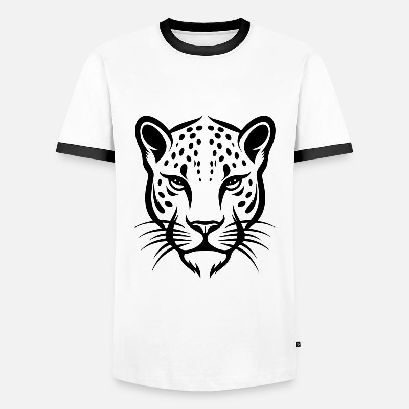 Cheetah Head - Men's Ringer Shirt - white/black