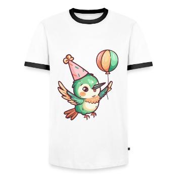 Hummingbird Bird Birthday Baby - Men's Ringer Shirt - white/black - Front - AI Model Female 172 light (172cm) & AI Model Male 178 dark (178cm)