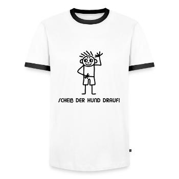 Strichmännchen scheiß drauf - Männer Kontrast-T-Shirt - Weiß/Schwarz - Vorne - AI Model Female 172 light (172cm) & AI Model Male 178 dark (178cm)