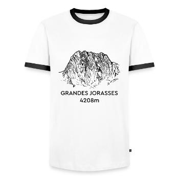 Grandes Jorasses, Hochgebirge, Mont-Blanc, Berg - Männer Kontrast-T-Shirt - Weiß/Schwarz - Vorne - AI Model Female 172 light (172cm) & AI Model Male 178 dark (178cm)