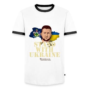Maine Ukraine - T-shirt contrasté Homme - blanc/noir - Devant - AI Model Female 172 light (172cm) & AI Model Male 178 dark (178cm)