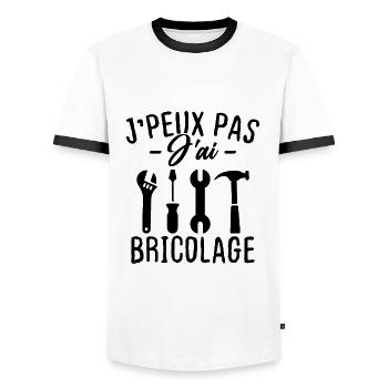 Ich kann nicht DIY - Männer Kontrast-T-Shirt - Weiß/Schwarz - Vorne - AI Model Female 172 light (172cm) & AI Model Male 178 dark (178cm)