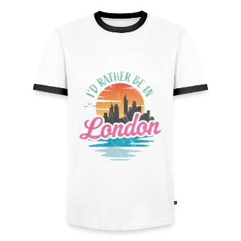 Je préfère être à Londres - T-shirt contrasté Homme - blanc/noir - Devant - AI Model Female 172 light (172cm) & AI Model Male 178 dark (178cm)