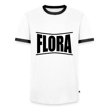 T-Shirt Flora T-Shirt Geschenkidee - Männer Kontrast-T-Shirt - Weiß/Schwarz - Vorne - AI Model Female 172 light (172cm) & AI Model Male 178 dark (178cm)