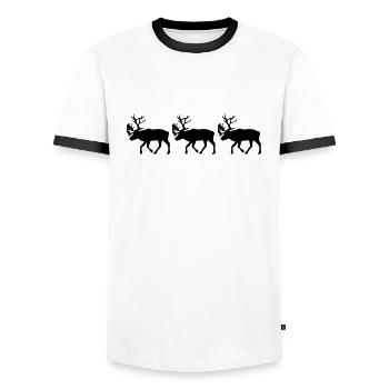 Caribou - Rentier - Männer Kontrast-T-Shirt - Weiß/Schwarz - Vorne - AI Model Female 172 light (172cm) & AI Model Male 178 dark (178cm)