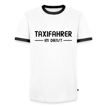 Taxifahrer im Dienst - Männer Kontrast-T-Shirt - Weiß/Schwarz - Vorne - AI Model Female 172 light (172cm) & AI Model Male 178 dark (178cm)