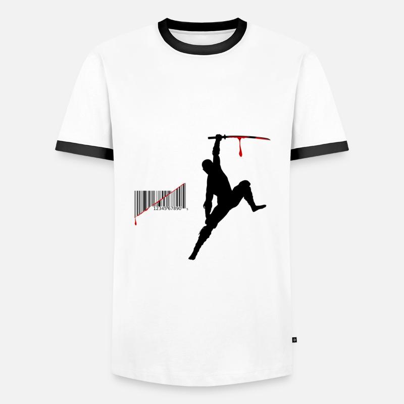 Ninja Barcode - Männer Kontrast-T-Shirt - Weiß/Schwarz