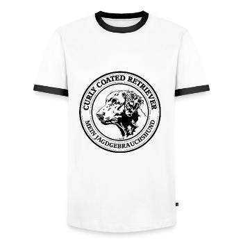 Curly Coated Retriever Jagdgebrauchshund Jagdhunde - Männer Kontrast-T-Shirt - Weiß/Schwarz - Vorne - AI Model Female 172 light (172cm) & AI Model Male 178 dark (178cm)