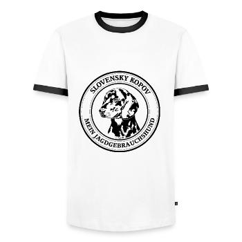 Slovensky Kopov Jagdgebrauchshund Jagdhund Hunde - Männer Kontrast-T-Shirt - Weiß/Schwarz - Vorne - AI Model Female 172 light (172cm) & AI Model Male 178 dark (178cm)