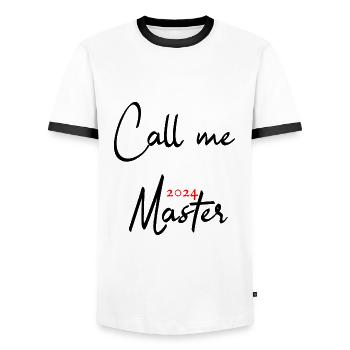 Master 2024 Master's Degree Graduation Graduate - Men's Ringer Shirt - white/black - Front - AI Model Female 172 light (172cm) & AI Model Male 178 dark (178cm)