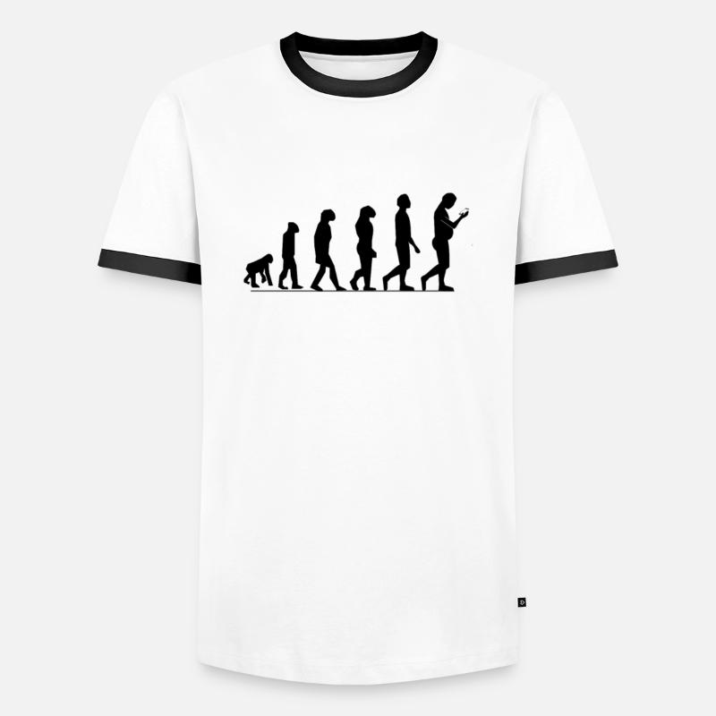 funny evolution smartphone - Men's Ringer Shirt - white/black