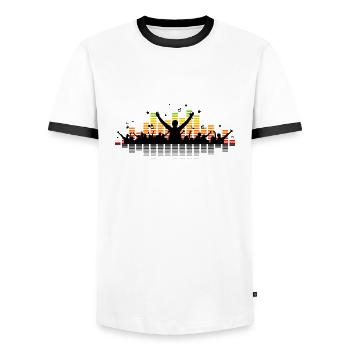 Menschen - Konzert Festival - Männer Kontrast-T-Shirt - Weiß/Schwarz - Vorne - AI Model Female 172 light (172cm) & AI Model Male 178 dark (178cm)