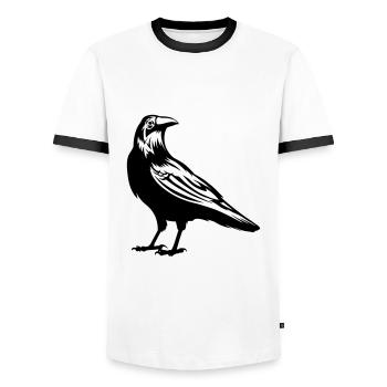 Raven - crow - Men's Ringer Shirt - white/black - Front - AI Model Female 172 light (172cm) & AI Model Male 178 dark (178cm)