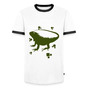 Bearded dragon - amphibian animal - Men's Ringer Shirt - white/black - Front - AI Model Female 172 light (172cm) & AI Model Male 178 dark (178cm)