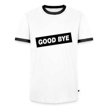 Good Bye - Men's Ringer Shirt - white/black - Front - AI Model Female 172 light (172cm) & AI Model Male 178 dark (178cm)