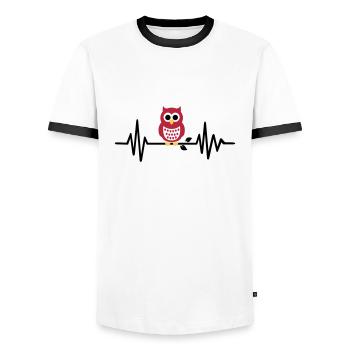 Eule - Männer Kontrast-T-Shirt - Weiß/Schwarz - Vorne - AI Model Female 172 light (172cm) & AI Model Male 178 dark (178cm)