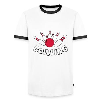 bowling - Men's Ringer Shirt - white/black - Front - AI Model Female 172 light (172cm) & AI Model Male 178 dark (178cm)