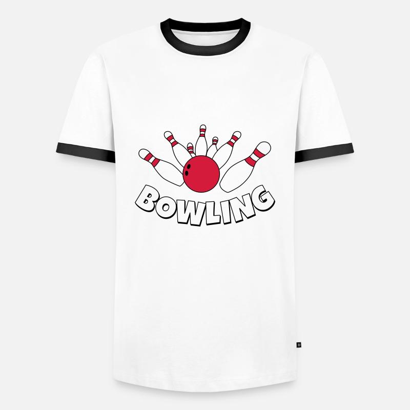 Bowling - Männer Kontrast-T-Shirt - Weiß/Schwarz
