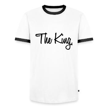 The King - Men's Ringer Shirt - white/black - Front - AI Model Female 172 light (172cm) & AI Model Male 178 dark (178cm)