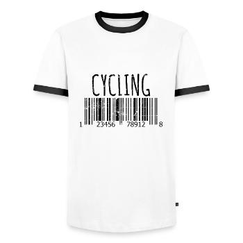 Cyclisme Code-barres Cyclismes Cyclistes Cyclistes - T-shirt contrasté Homme - blanc/noir - Devant - AI Model Female 172 light (172cm) & AI Model Male 178 dark (178cm)