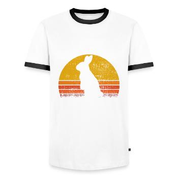 Easter Rabbit Sunset Retro Gift - Men's Ringer Shirt - white/black - Front - AI Model Female 172 light (172cm) & AI Model Male 178 dark (178cm)