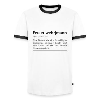 Definition Feuerwehrmann - Männer Kontrast-T-Shirt - Weiß/Schwarz - Vorne - AI Model Female 172 light (172cm) & AI Model Male 178 dark (178cm)