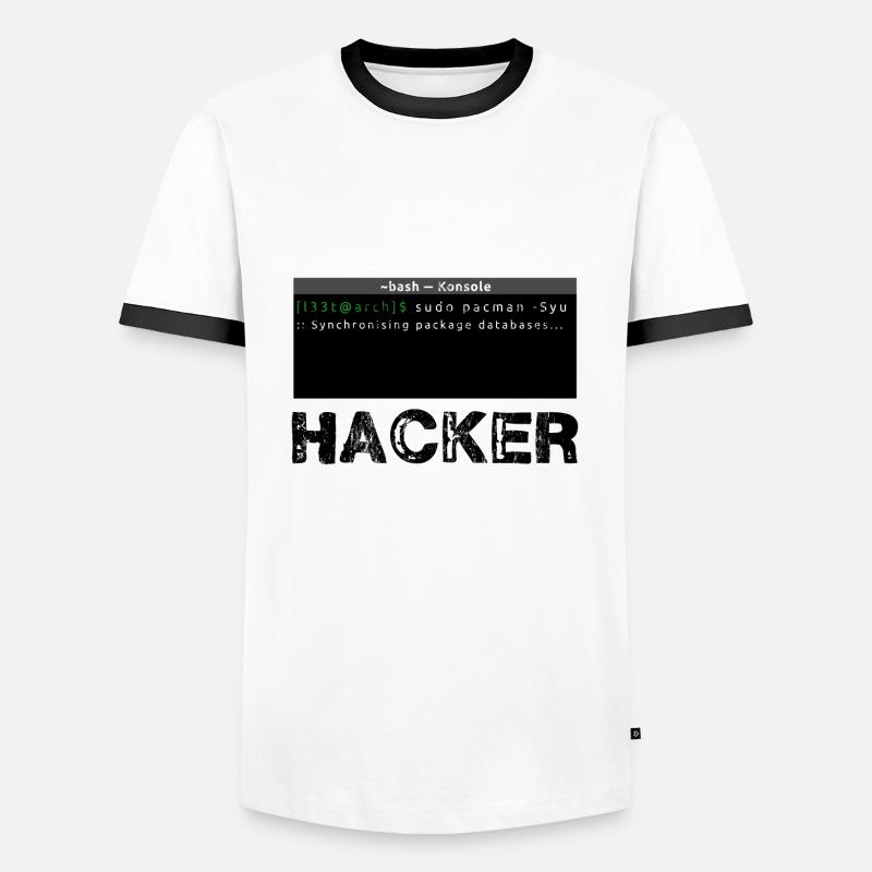 Hacker Linux - Männer Kontrast-T-Shirt - Weiß/Schwarz