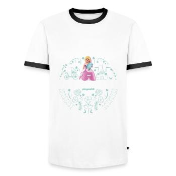 Playmobil Happy Ever Prinzessin-Design - Männer Kontrast-T-Shirt - Weiß/Schwarz - Vorne - AI Model Female 172 light (172cm) & AI Model Male 178 dark (178cm)