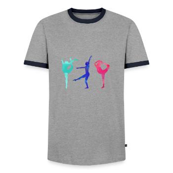 Gymnaste, Yoga,Sports,Exercices,Danse,Gymnastique - T-shirt contrasté Homme - gris/marine  - Devant - AI Model Female 172 light (172cm) & AI Model Male 178 light (178cm)