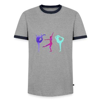 Gymnaste, Yoga,Sports,Exercices,Danse,Gymnastique - T-shirt contrasté Homme - gris/marine  - Devant - AI Model Female 172 light (172cm) & AI Model Male 178 light (178cm)