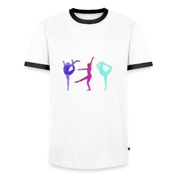 Gymnast, Yoga,Sports,Exercises,Dancing,Gymnastics - Men's Ringer Shirt - white/black - Front - AI Model Female 172 light (172cm) & AI Model Male 178 dark (178cm)