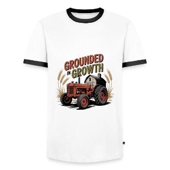 Ancré dans la croissance - T-shirt contrasté Homme - blanc/noir - Devant - AI Model Female 172 light (172cm) & AI Model Male 178 dark (178cm)