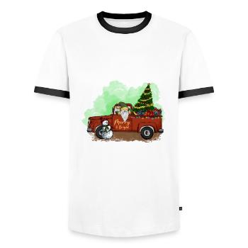 Weihnachten Santa Claus Merry Christmas - Men's Ringer Shirt - white/black - Front - AI Model Female 172 light (172cm) & AI Model Male 178 dark (178cm)