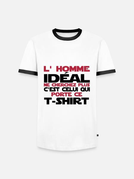 l'homme idéal - T-shirt contrasté Homme - blanc/noir