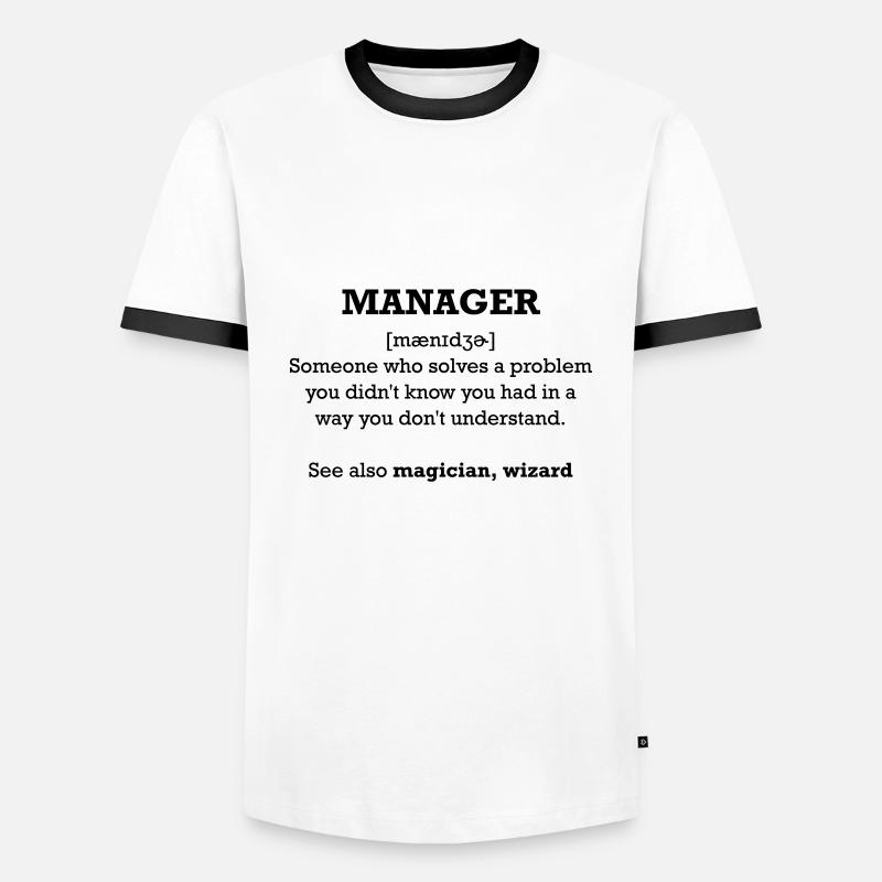 manager - wizard - Men's Ringer Shirt - white/black