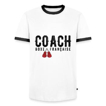 French Boxing Coach French Boxing Coach - Men's Ringer Shirt - white/black - Front - AI Model Female 172 light (172cm) & AI Model Male 178 dark (178cm)