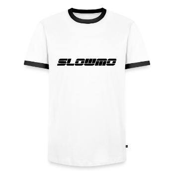SLOWMO / SLOWMOTION - Men's Ringer Shirt - white/black - Front - AI Model Female 172 light (172cm) & AI Model Male 178 dark (178cm)