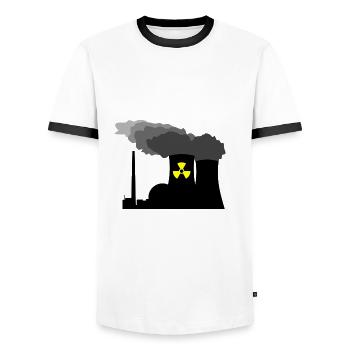 Nuclear Power - Männer Kontrast-T-Shirt - Weiß/Schwarz - Vorne - AI Model Female 172 light (172cm) & AI Model Male 178 dark (178cm)