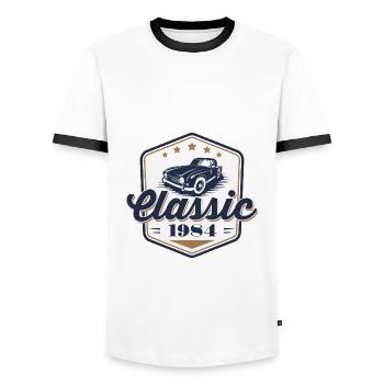 40th Birthday 1984 Classic Car Classic Car - Men's Ringer Shirt - white/black - Front - AI Model Female 172 light (172cm) & AI Model Male 178 dark (178cm)