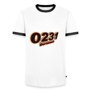 0231 Dortmund - Men's Ringer Shirt - white/black - Front - AI Model Female 172 light (172cm) & AI Model Male 178 dark (178cm)