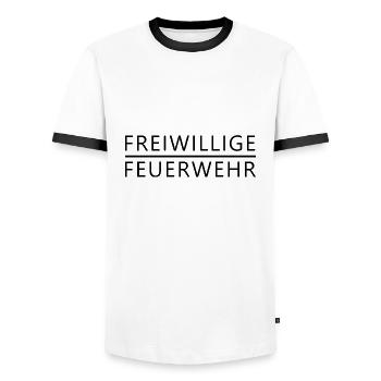 Freiwillige Feuerwehr - Männer Kontrast-T-Shirt - Weiß/Schwarz - Vorne - AI Model Female 172 light (172cm) & AI Model Male 178 dark (178cm)