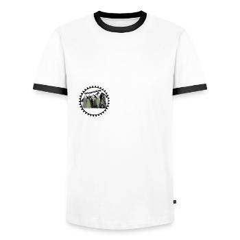 Bikepacking - Männer Kontrast-T-Shirt - Weiß/Schwarz - Vorne - AI Model Female 172 light (172cm) & AI Model Male 178 dark (178cm)