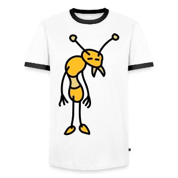 sad_bug_3c - Men's Ringer Shirt - white/black - Front - AI Model Female 172 light (172cm) & AI Model Male 178 dark (178cm)